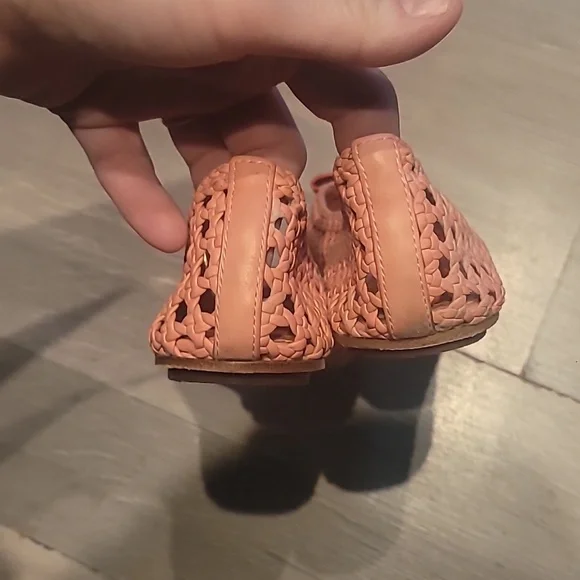 Tory Burch Carlyle Leather Woven Bow Ballet Flats in Coral Size 8.5 Women - Picture 4 of 8